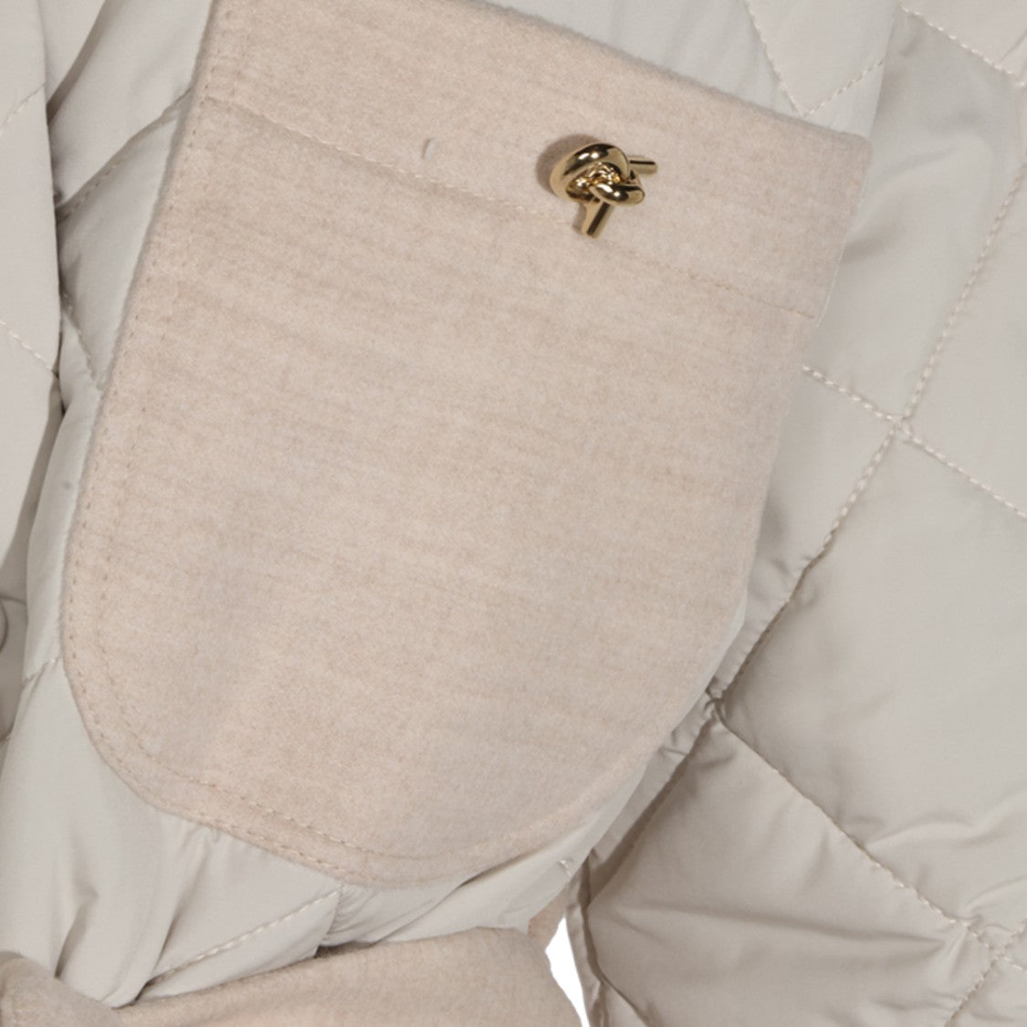 Fabiana Filippi Beige Down Jacket With Quilted Pocket And Belted Waist