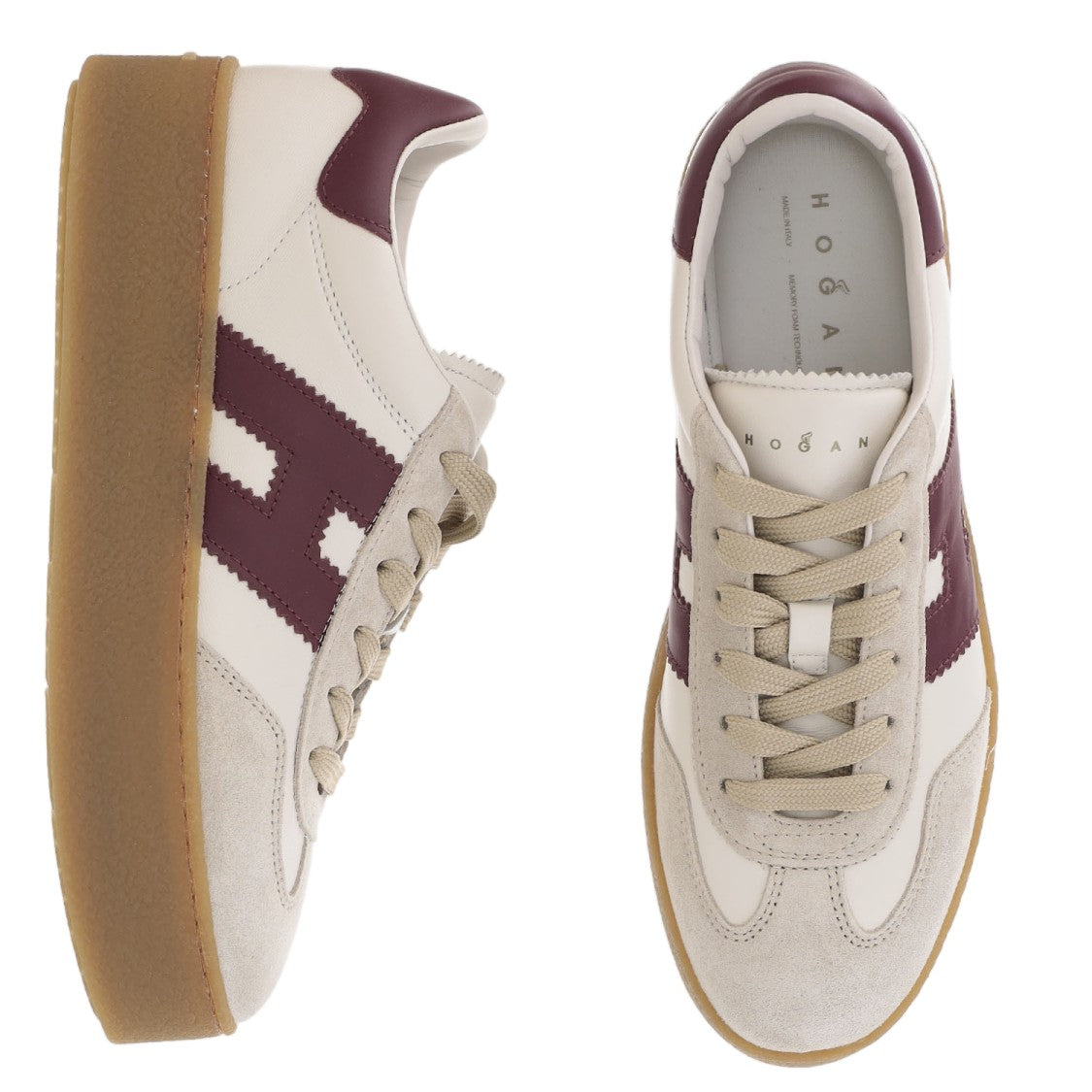 Hogan Leather Sneakers With Suede Inserts And Contrast Heel Tab