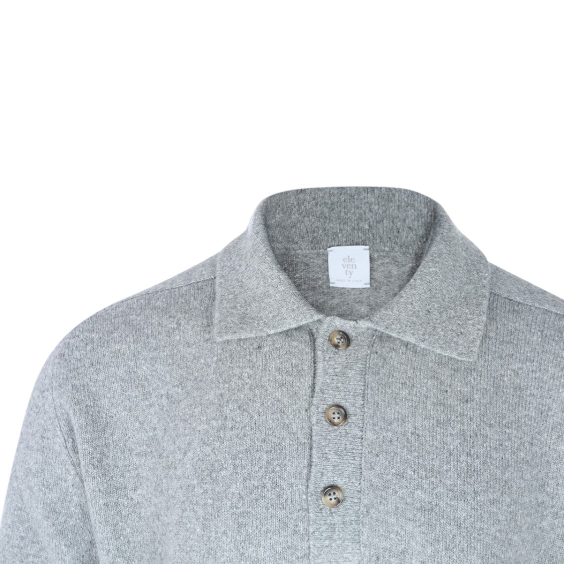 Eleventy Heathered Grey Knit Polo Sweater