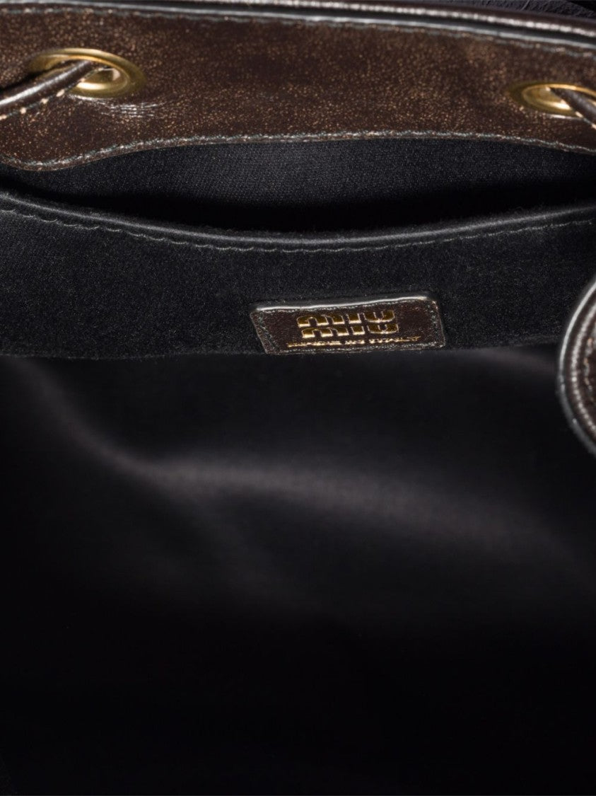 Miu Miu Black Structured Flap Gold Accents Handbag