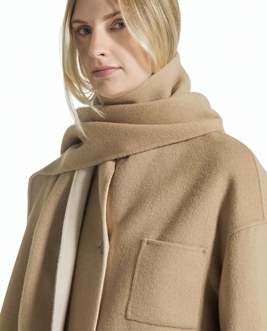 Seventy Double Mélange Wool-Blend Scarf Short Coat