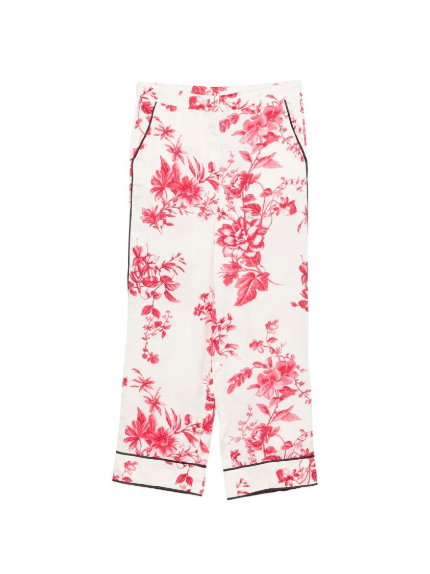 Liu Jo White Red Floral Cropped Pants