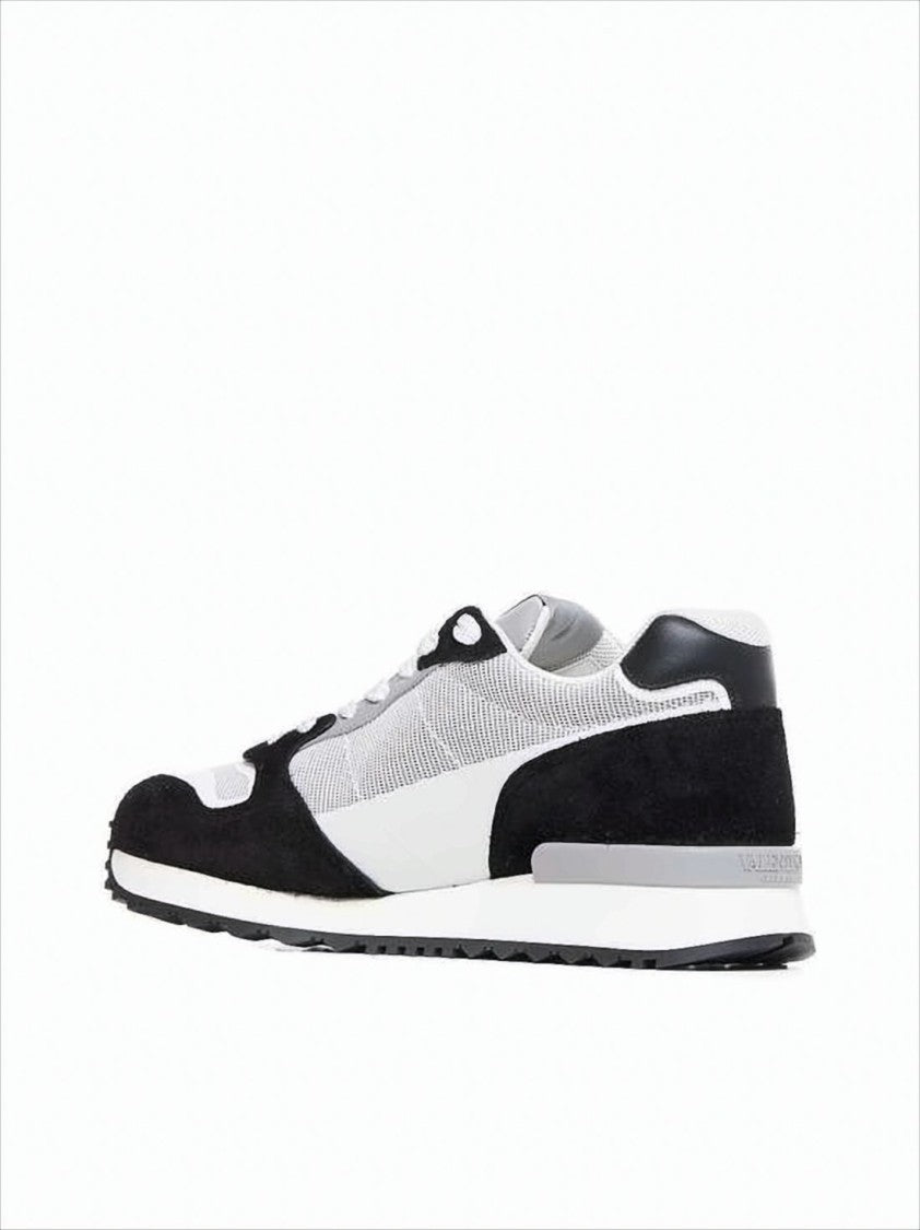 Valentino Garavani Calf Leather And Suede Sneakers With Mesh Detailing