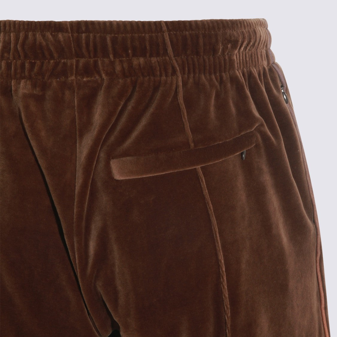 Casablanca Relaxed Brown Velvet Trousers With Side Stripe And Embroidered Logo