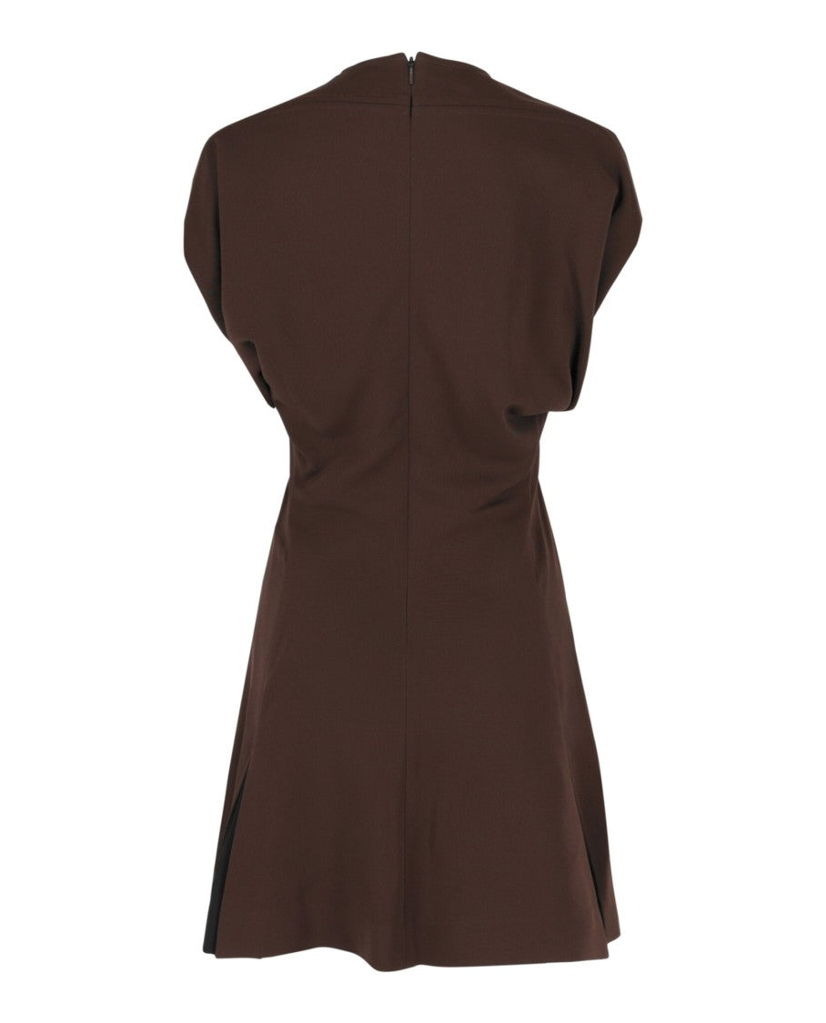 Ferragamo Flared Mini Dress With Triangle Cutouts And Detailed Stitching