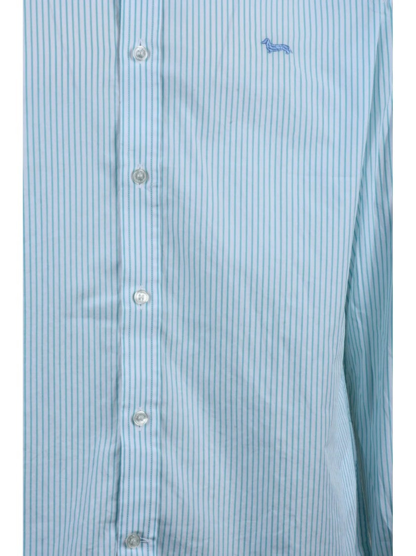 Harmont&Blaine White/Green Vertical Stripe Cotton Shirt