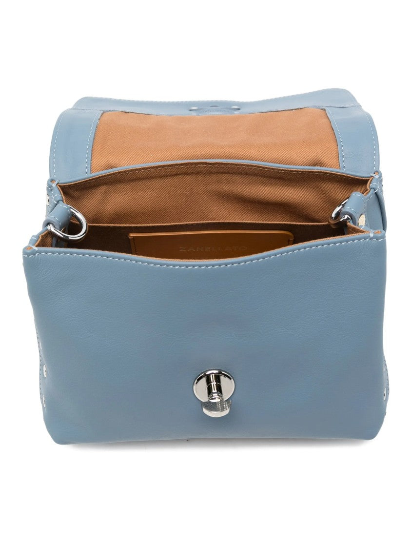 Zanellato Muted Blue Postina Saeta Leather Handbag