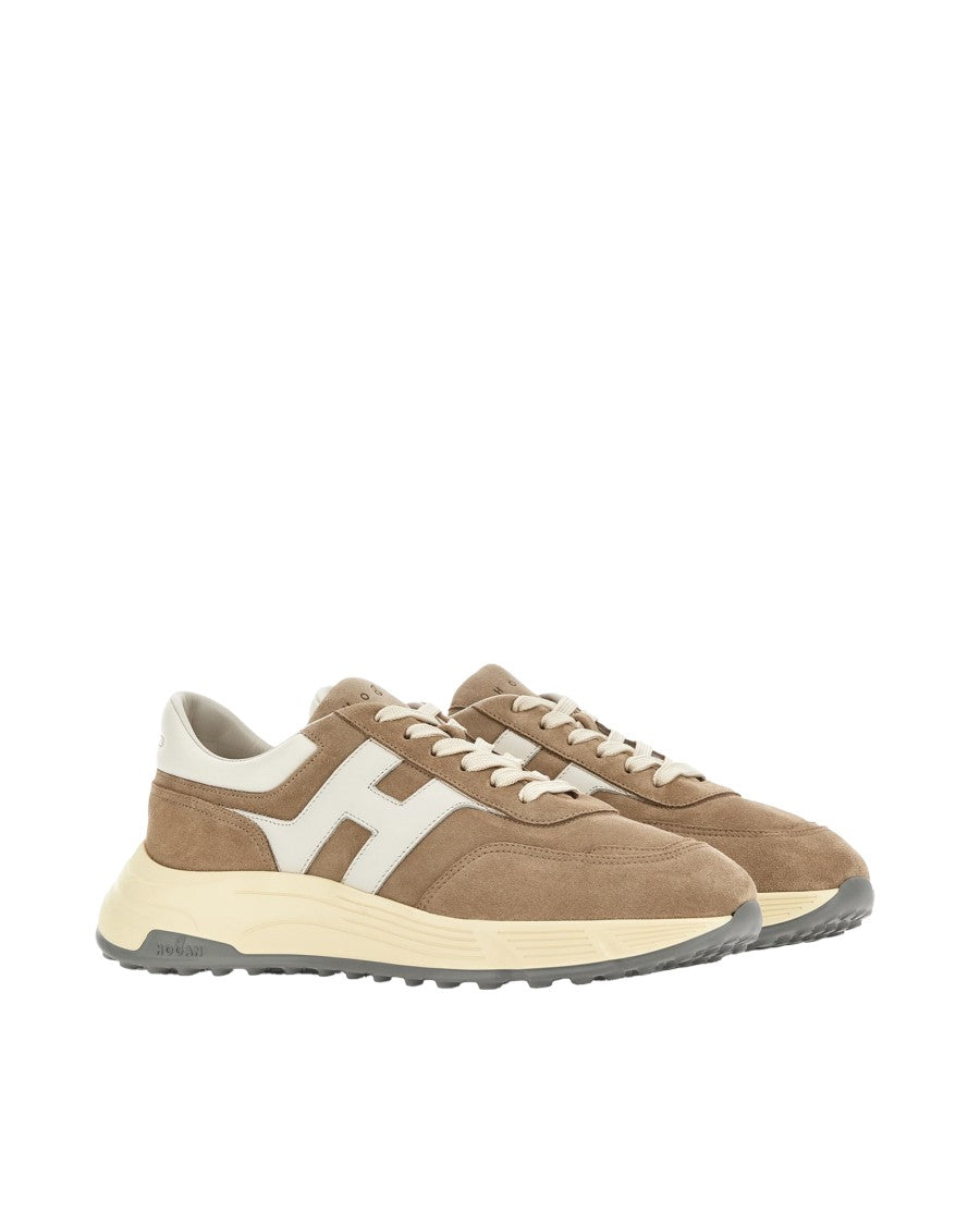 Hogan Dynamic Brown Sneakers With Suede Upper