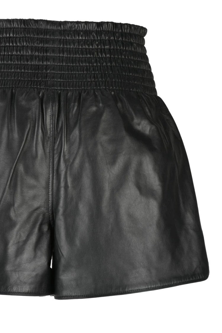 Sportmax High-Waisted Leather Shorts - Black
