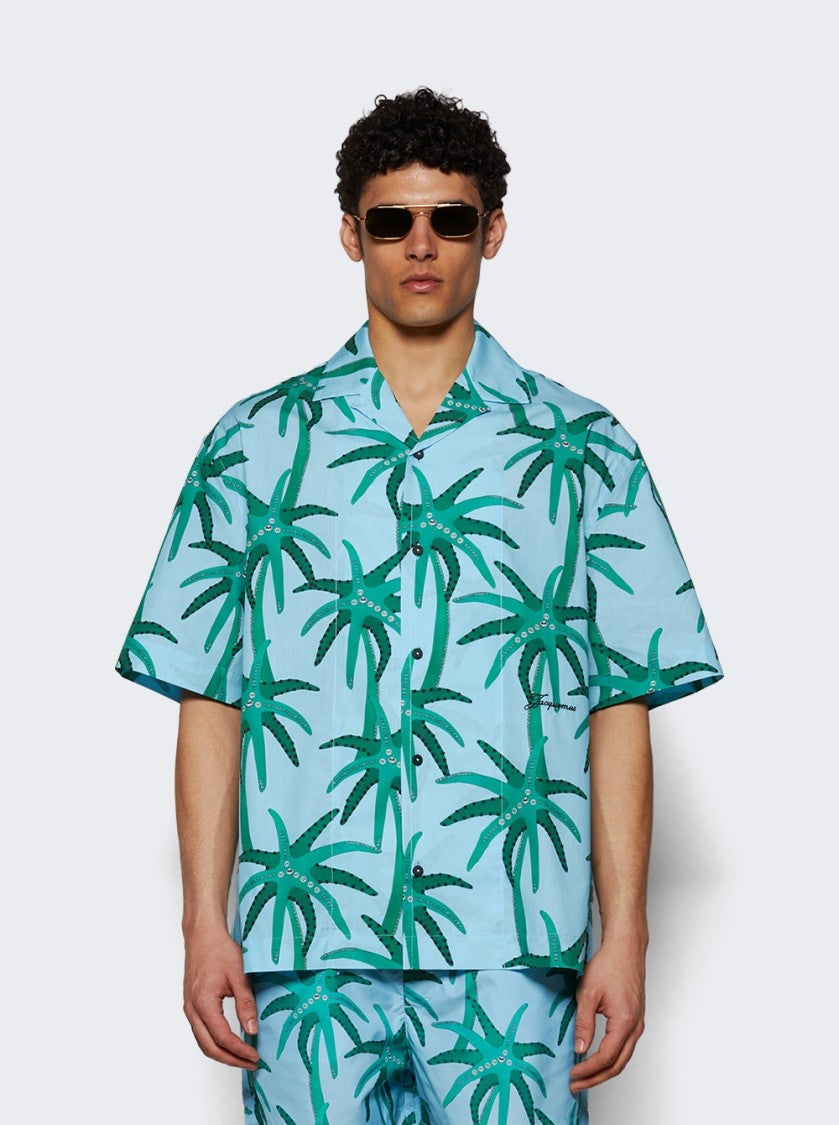 Jacquemus Jean Shirt Print Palmtrees Star Blue