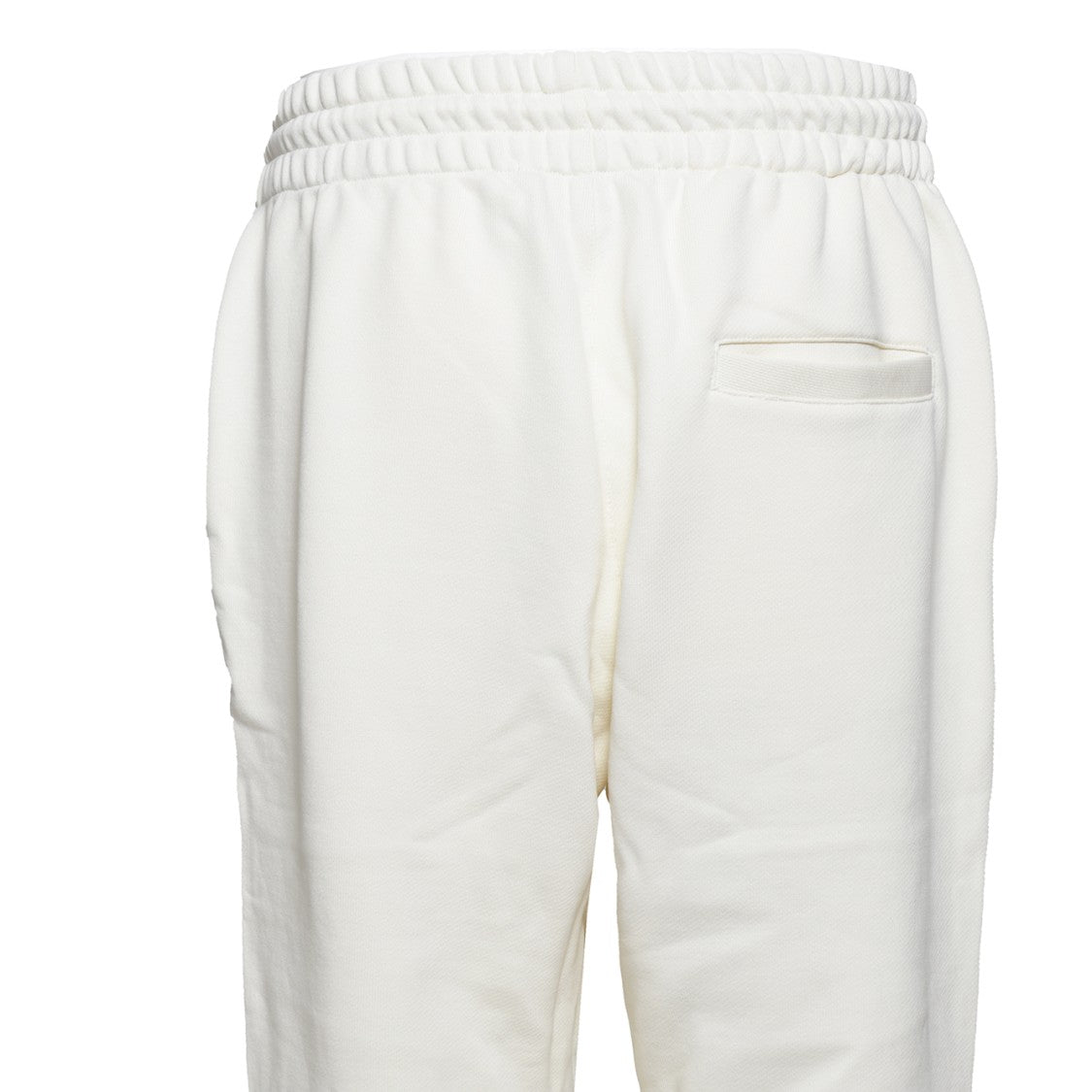 Msgm Cream Cotton Fleece Pants With Embroidered Logo