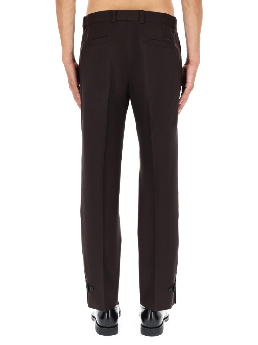 Gucci Straight-Leg Wool Gabardine Pants With Refined Button Details