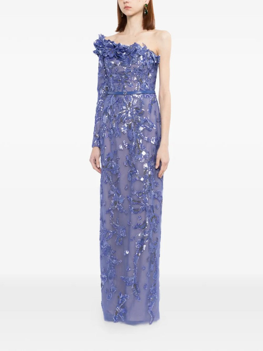 Saiid Kobeisy One-Shoulder Embroidered Tulle Dress