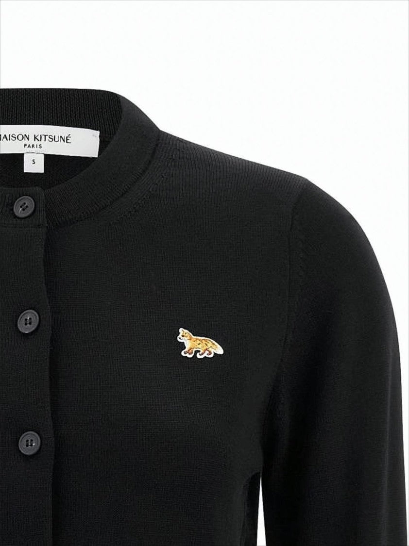 Maison Kitsuné Cropped Merino Wool Cardigan With Button-Down Front