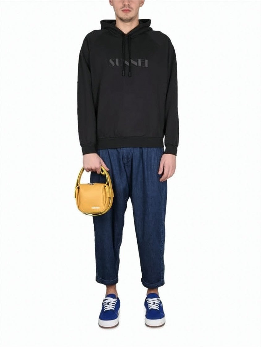 Sunnei Relaxed-Fit Black Hoodie With Subtle Embossed Logo