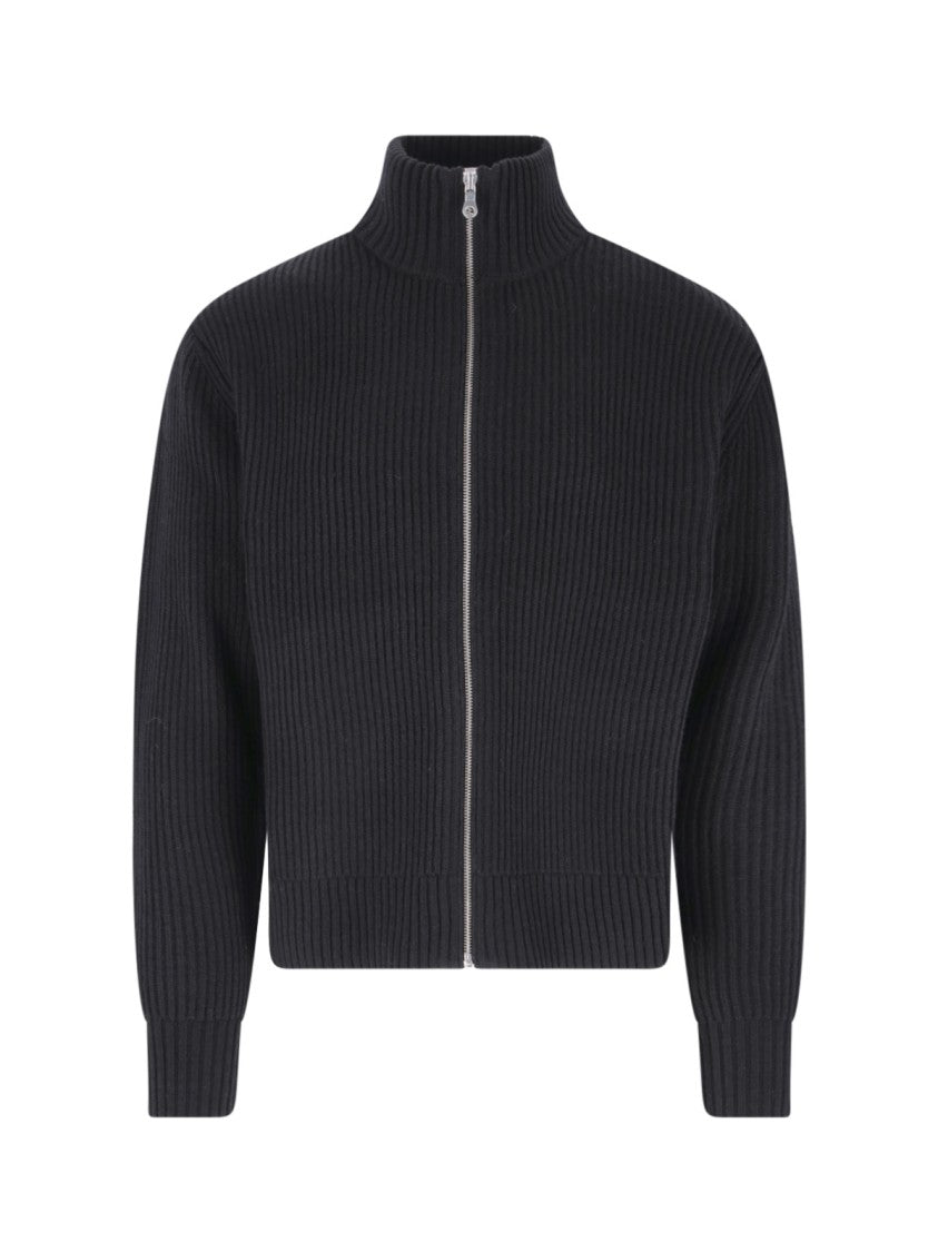 Berner Kuhl High-Collared Zip-Up Sweater With Ribbed Knit Texture