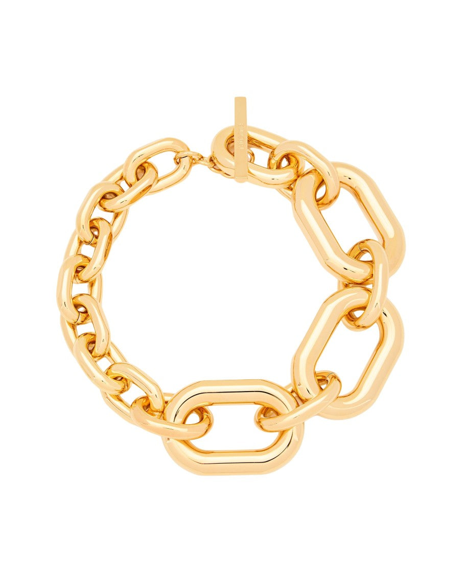 Rabanne Interlocking Link Bracelet With Polished Gold Finish