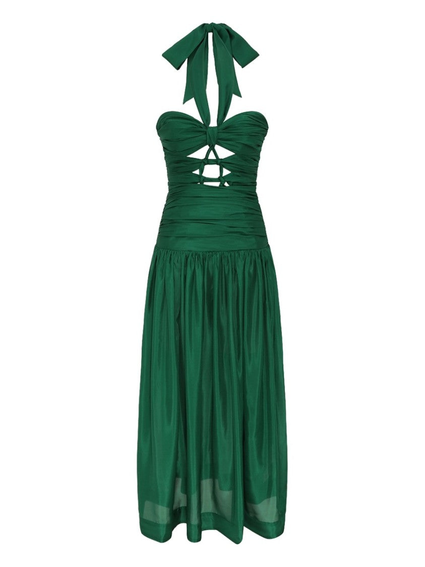 Zimmermann Daylight Silk Halter Knot Midi Dress