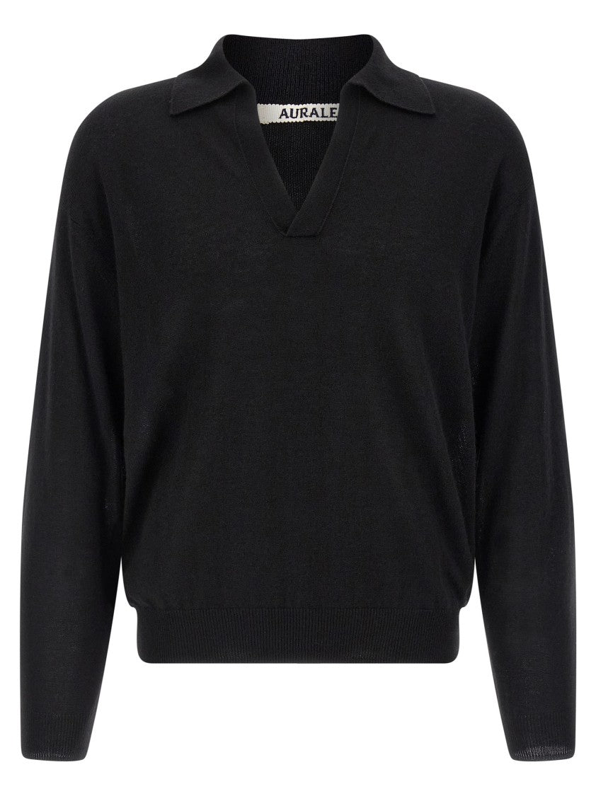 Auralee Knit Skipper Polo' Sweater
