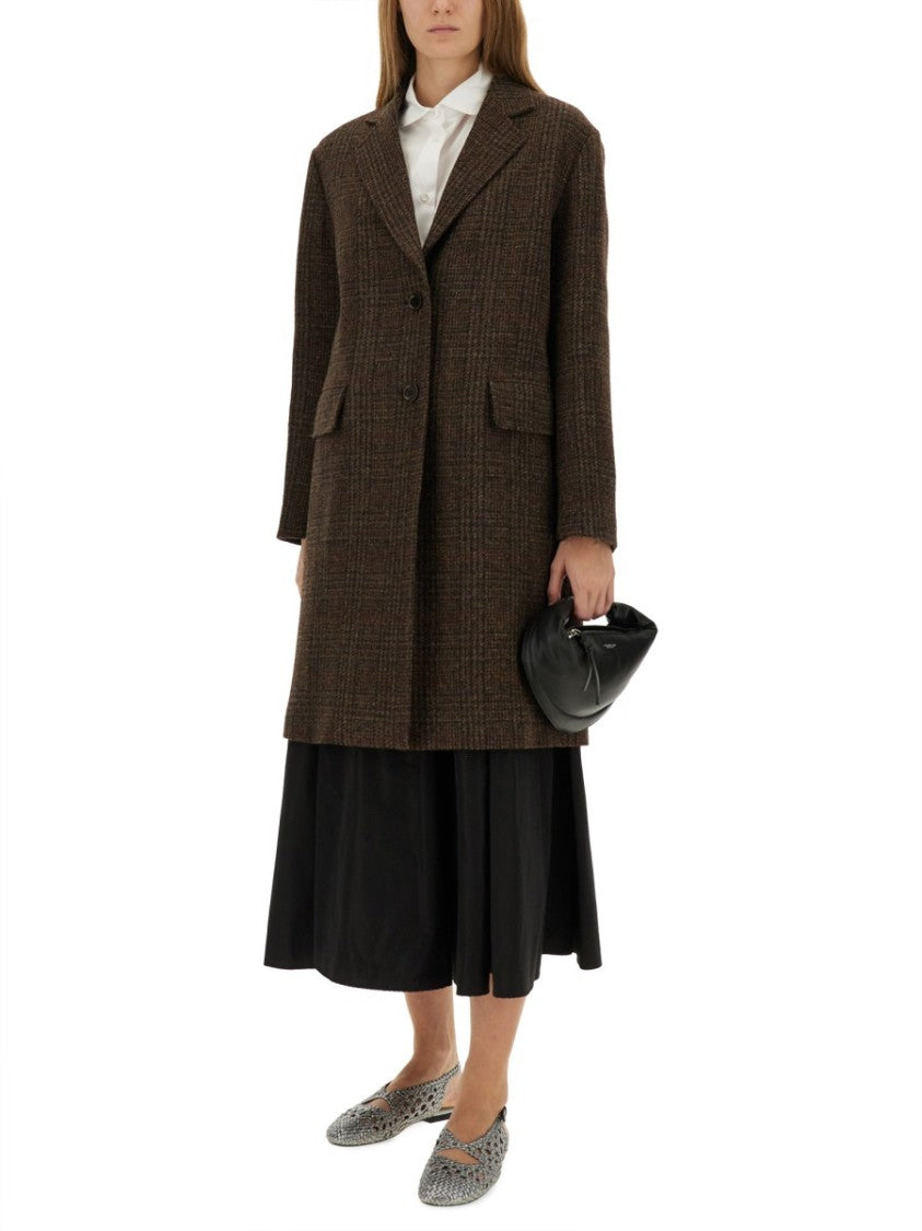 Aspesi Checkered Wool Coat With Tailored Silhouette