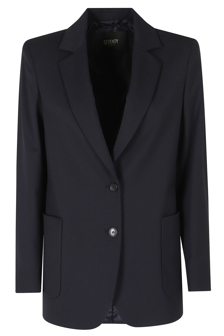 Seventy Blue Single-Breasted Back Vent Polyester-Blend Jacket