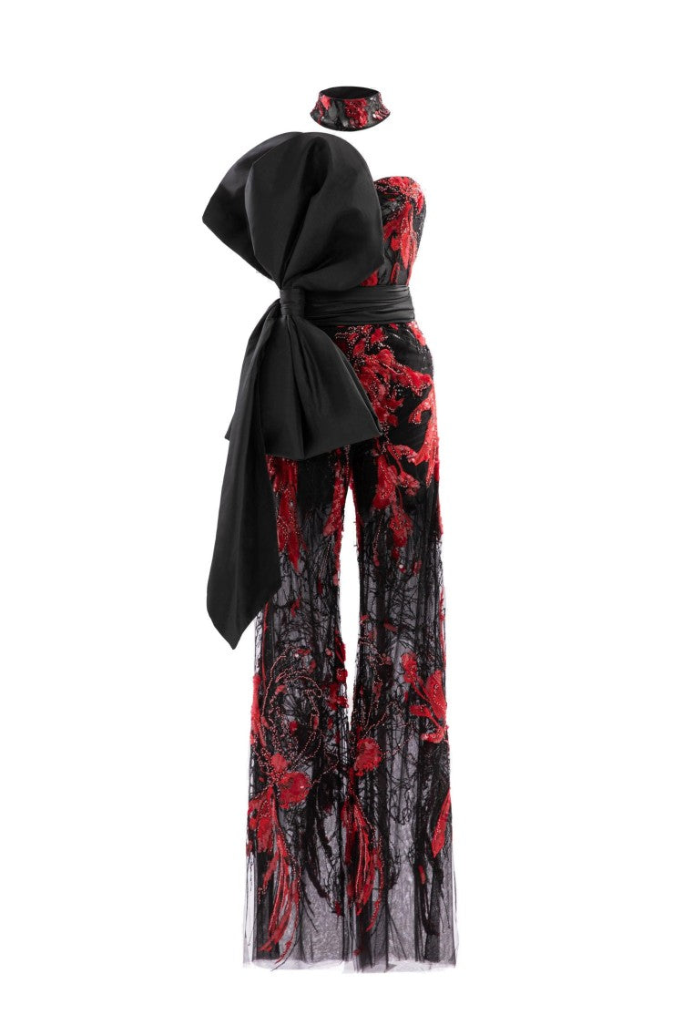 Saiid Kobeisy Embroidered Strapless Jumpsuit