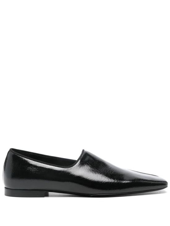 Totême Refined Black Leather Flats With Pointed Toe