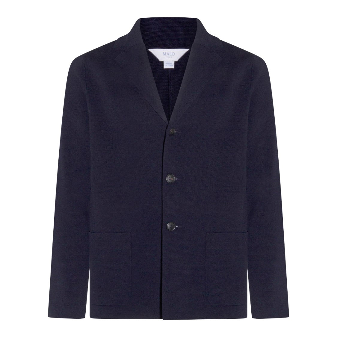Malo Navy Cotton Blazer With Lapel Collar