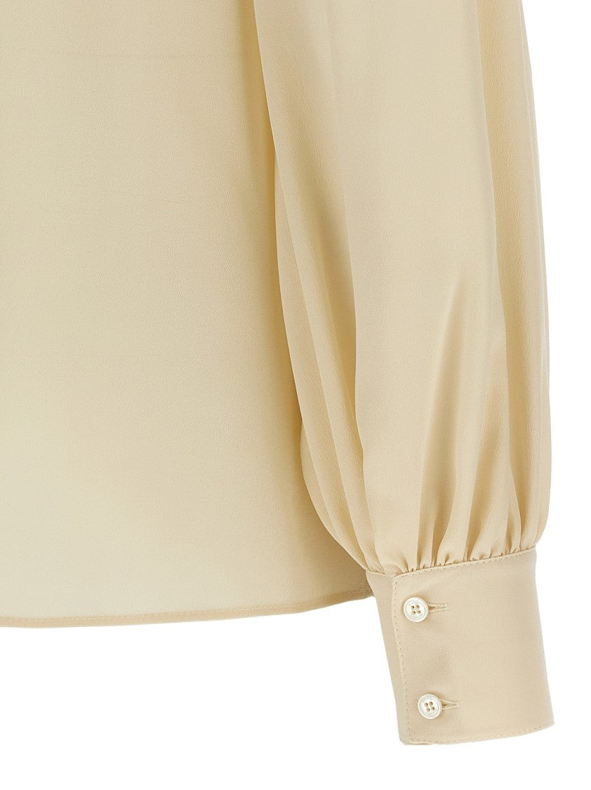 Valentino Garavani Crepe De Chine Shirt With Contrast Bow Snap Closure
