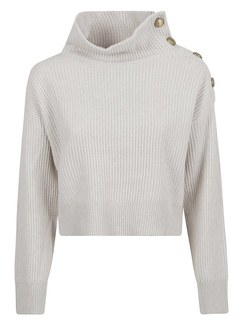 Brunello Cucinelli Ribbed Turtleneck Sweater With Button Detailing
