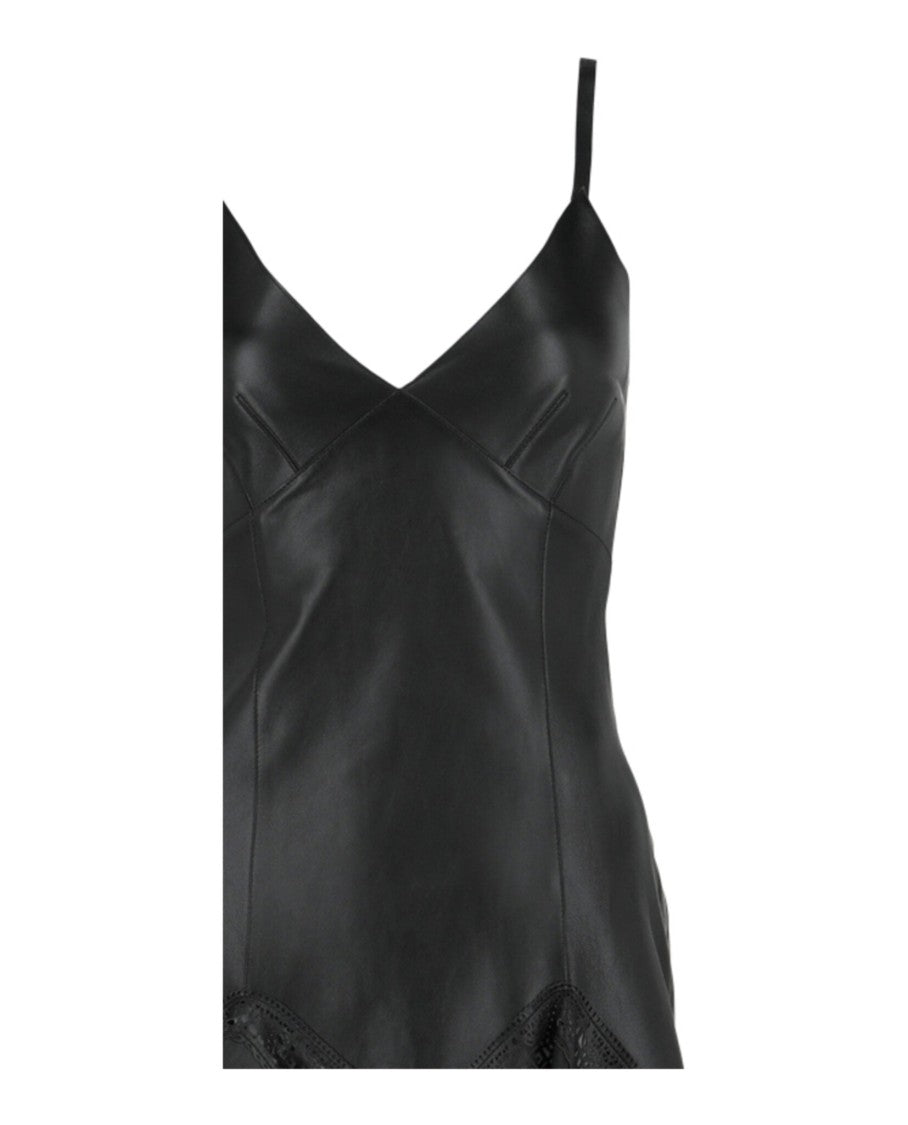 Givenchy Leather Lace-Trim Mini Dress