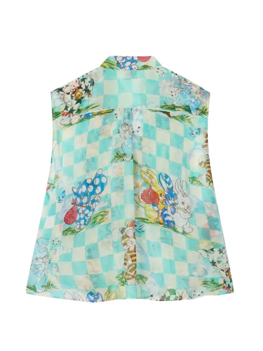 Kenzo Animal Print Lace-Up Sleeveless Jacket