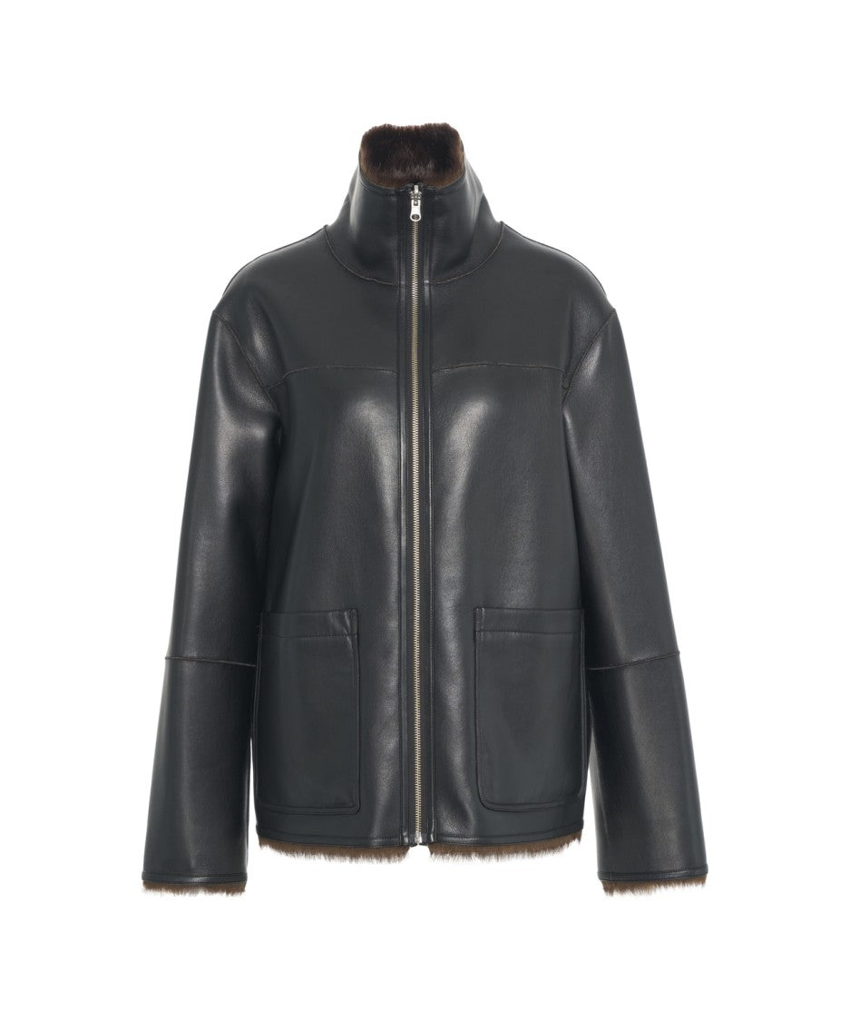 Stand Studio Reversible Jacket With High Collar And Plush Lining