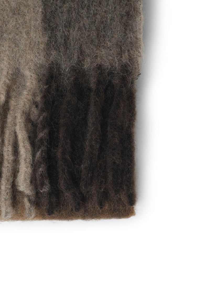 Acne Studios Multicolor Check Fringed Alpaca-Blend Scarf