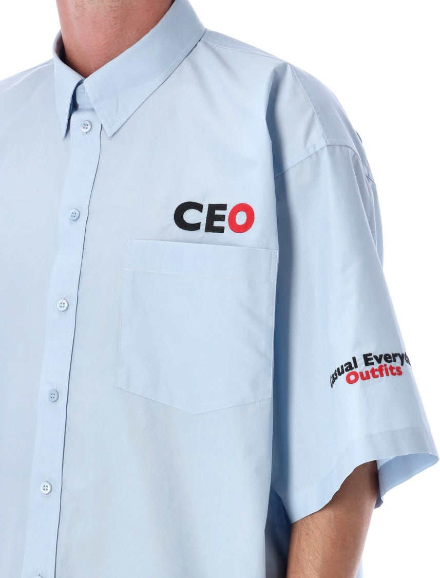 Balenciaga Ceo Uniform Logo Short Sleeve Oversized Shirt