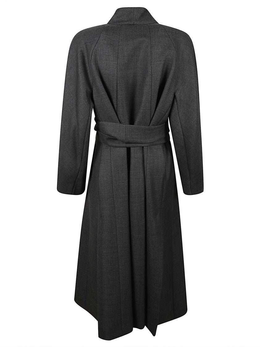 Max Mara Knee-Length Tailored Coat With Self-Tie Belt And Structured Collar