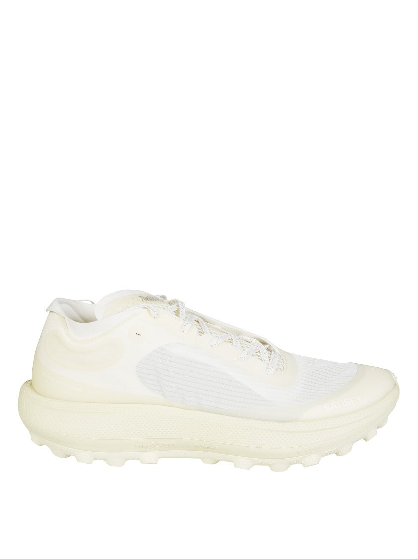 Satisfy The Rocker White Sneaker With Textured Sole And Integrated Laces