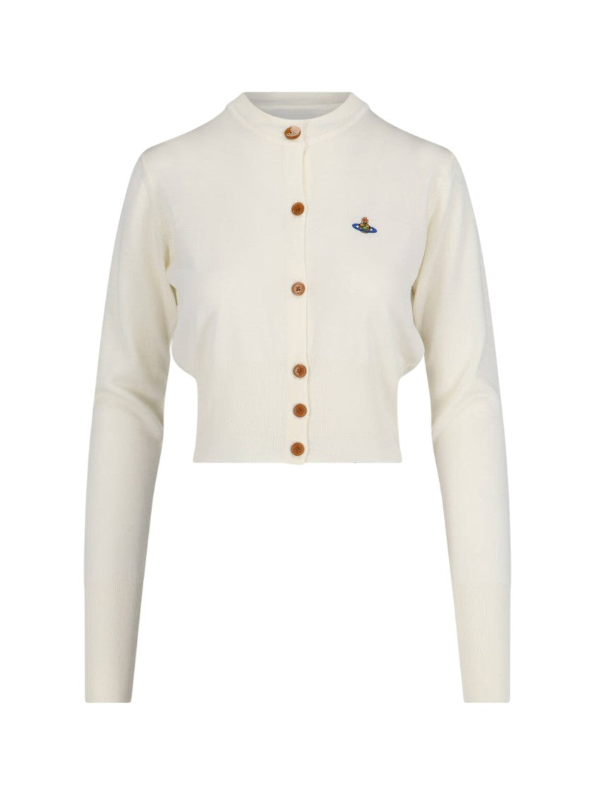 Vivienne Westwood Cropped Logo Cardigan – Ivory