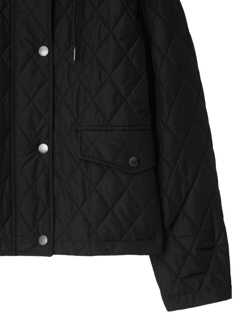 Burberry Black Quilted Hooded Press-Stud Jacket
