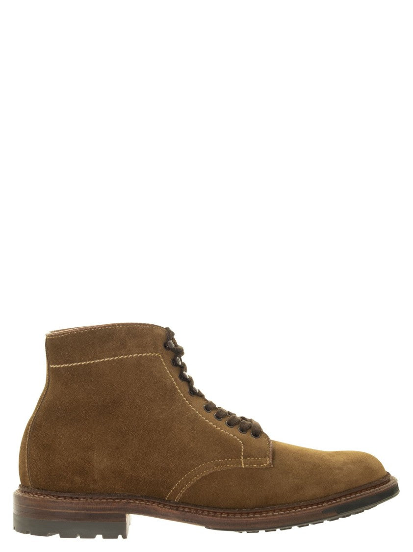 Alden Plain Toe Snuff Suede Boots With Commando Sole