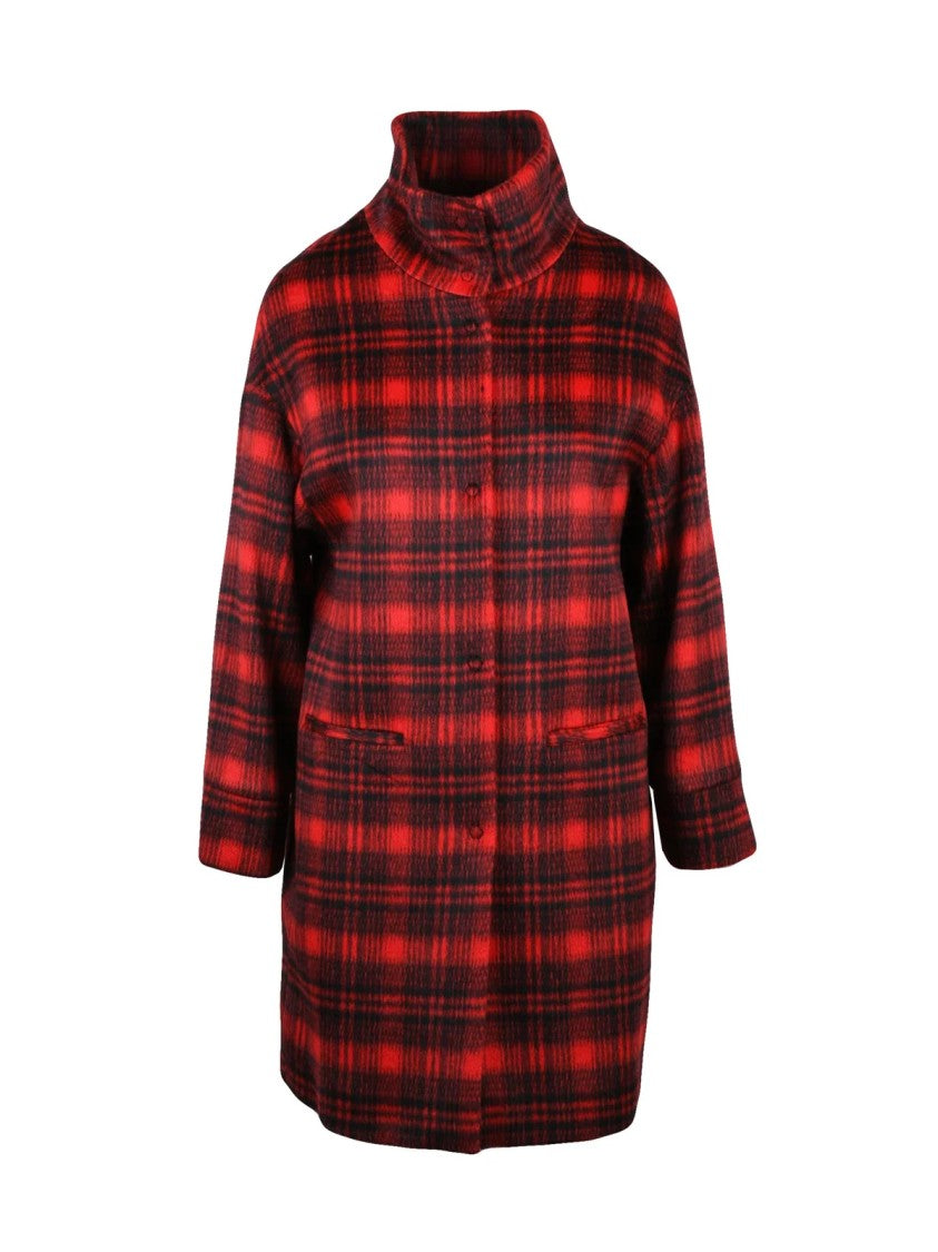 Oliver Horigamy Red-Black Virgin Wool-Blend Coat