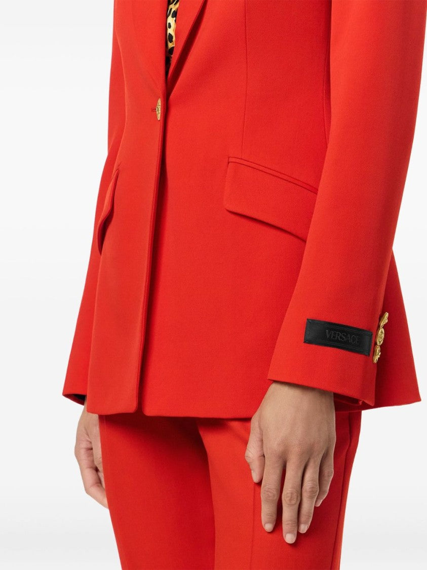 Versace Tailored Red Jacket With Gold-Tone Accents