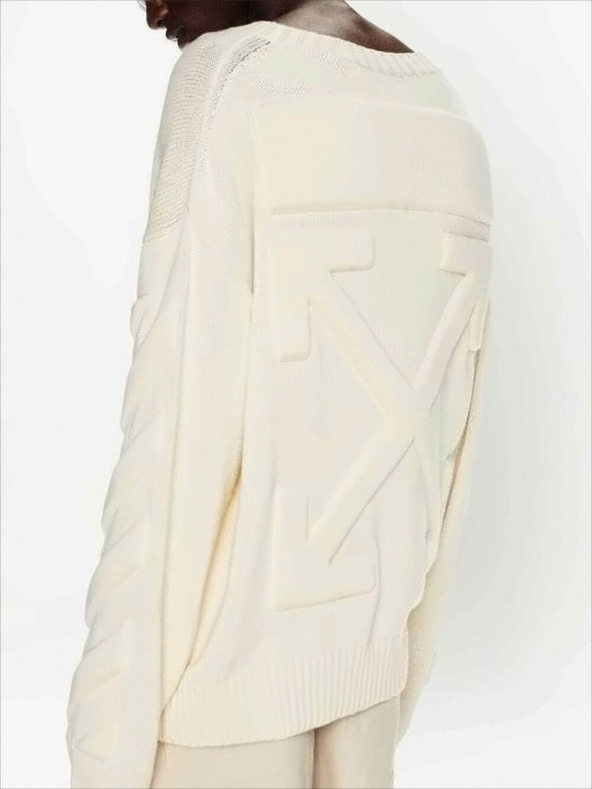 Off-White Relaxed Fit Knit Sweater With Textured Arrow Motif