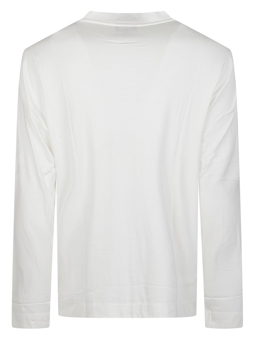 Emporio Armani Embroidered Logo Modal-Silk Blend Long-Sleeve T-Shirt