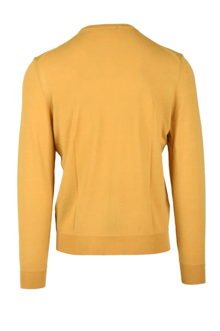 Drumohr Thin Merino Wool Crew Neck Pullover - Black/Orange