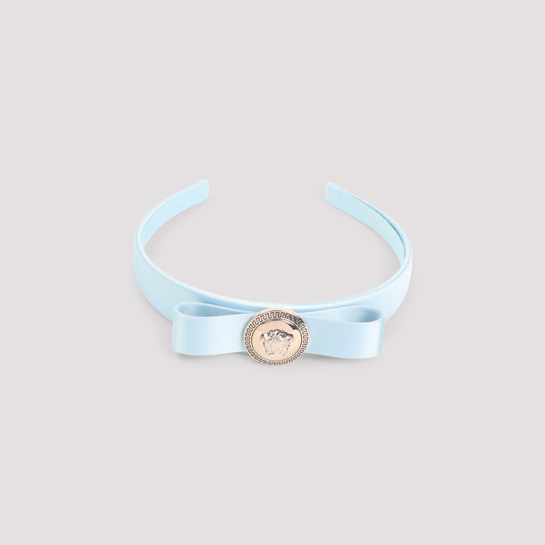 Versace Satin-Finish Light Blue Headband With Bow