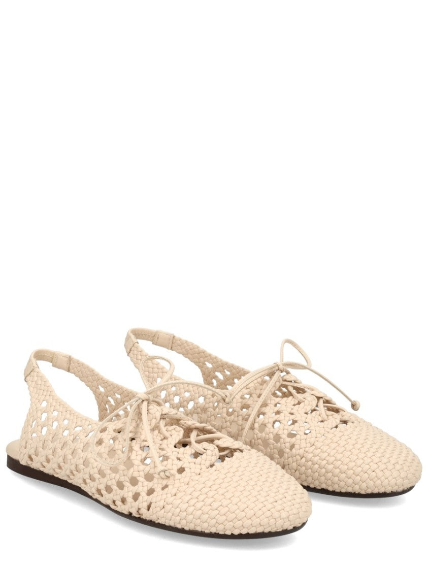 Hereu White Sardana Woven Lambskin Flats