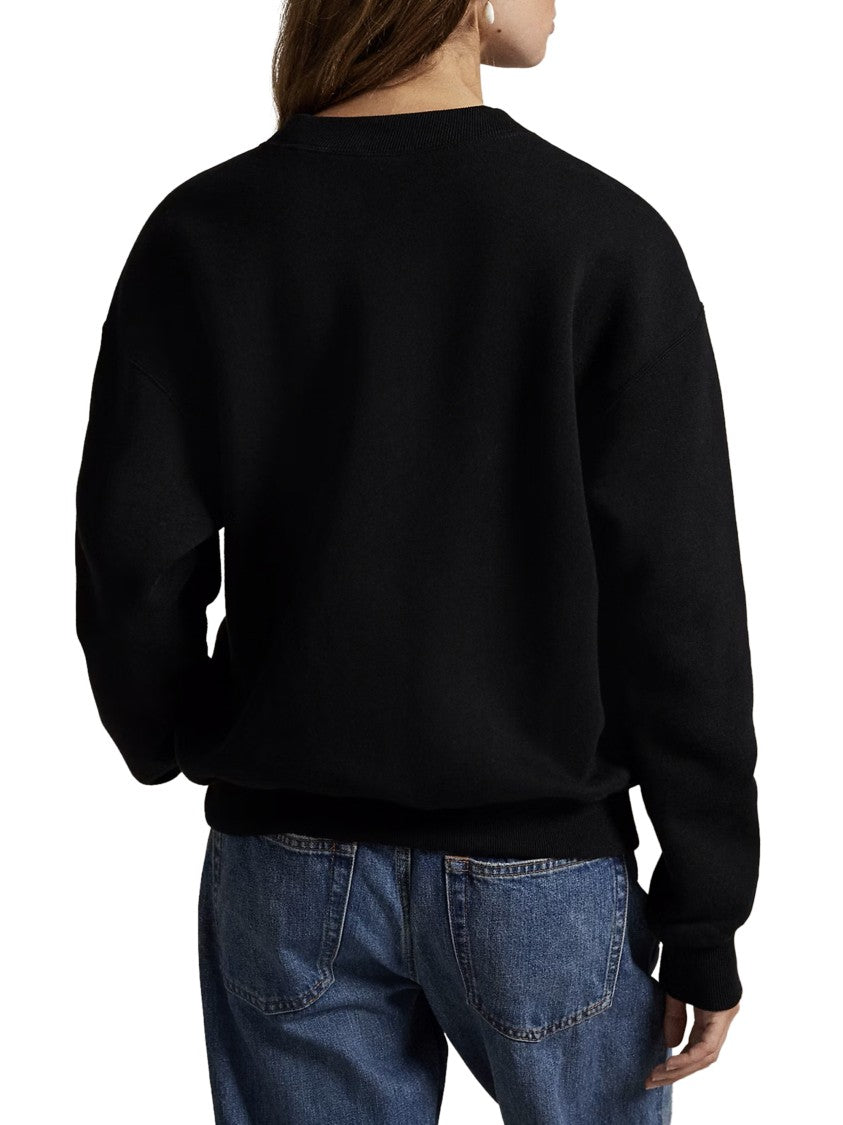 Polo Ralph Lauren Relaxed Fit Black Crewneck Sweater With Subtle Logo