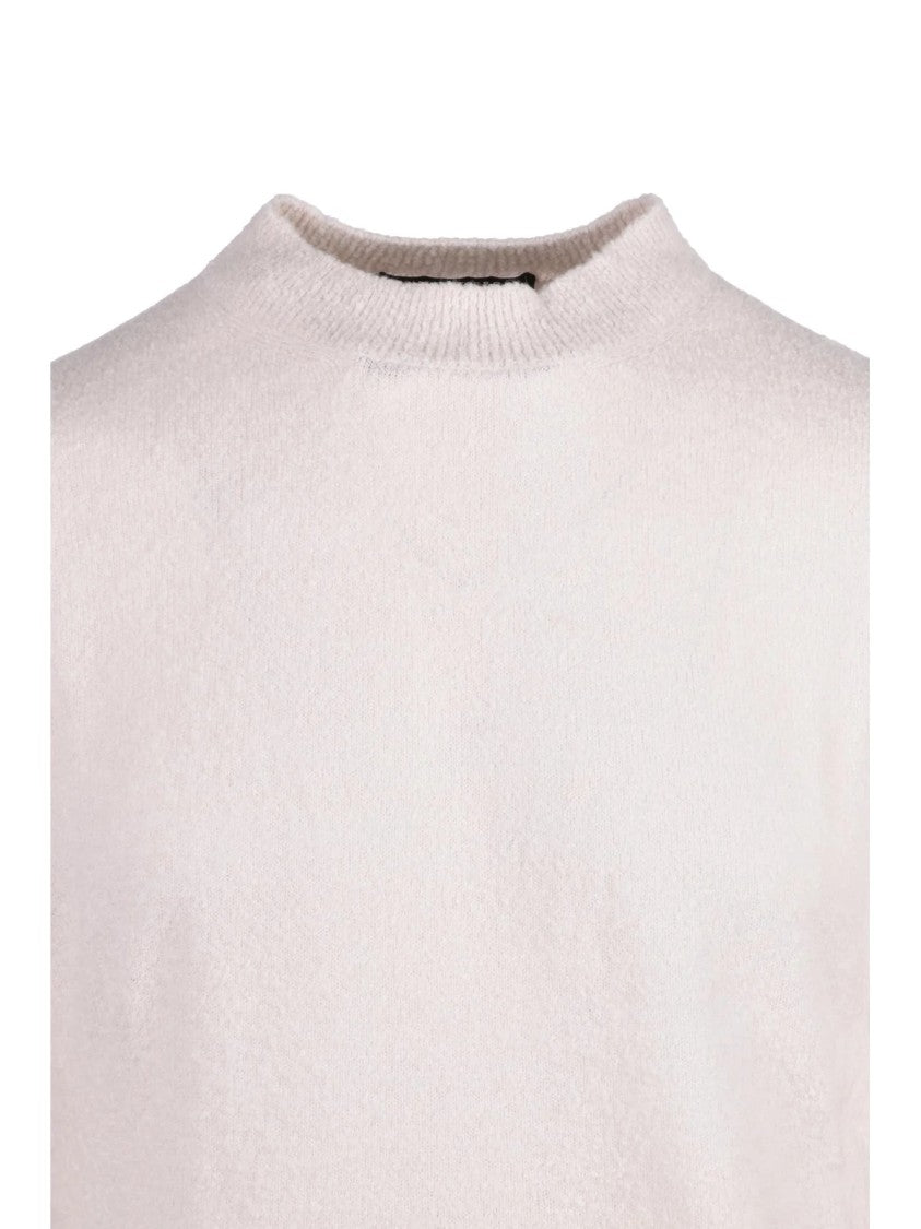 Daniele Fiesoli Cream Crew Neck Pullover With Ribbed Cuffs And Hem