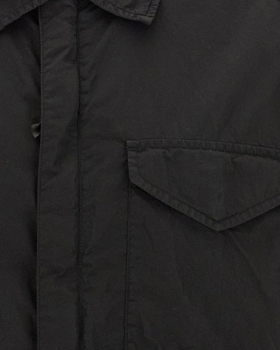 C.P. Company Button-Up Black Overshirt With Adjustable Cuffs And Hem